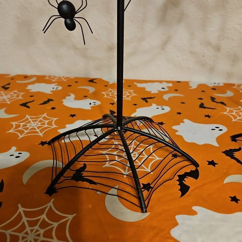 Set Of 2 Gothic Black Spider Web Candelabra Candle Holders